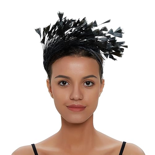 SANRLO Stirnbänder, Haarschmuck für Damen, farbiges Feder-Stirnband, Flapper-Feder-Stirnband, Feder-Fascinator, Stirnband, Teeparty-Hut, Cocktail-Stirnband, Kopfschmuck von SANRLO