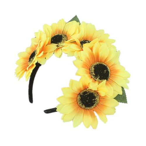 SANRLO Stirnbänder, Haarschmuck für Damen, realistische Sonnenblumen-Form, Stirnband für Mädchen, verstellbar, ethnischer Stil, Haarreifen, Karneval, Party, Mädchen, Haarschmuck von SANRLO