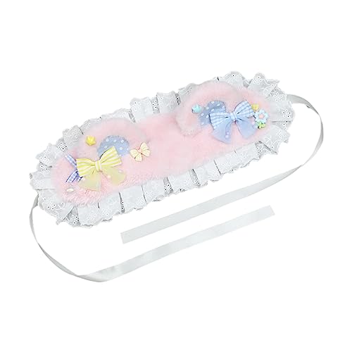 SANRLO Stirnbänder, Haarschmuck für Damen, zartes Cosplay-Stirnband, Bär, Ohr und Schleife, Dekoration, plissiert, Spitze, Haarreif, Halloween, Party, Stirnband für Frauen von SANRLO