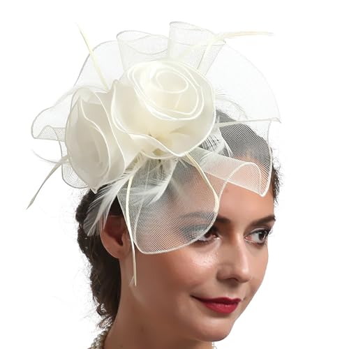 SANRLO Tüll Fascinator Für Cocktails Party Frauen Fascinator Haarspange Kirche Kopfschmuck Thema Party Kostüm Zubehör von SANRLO