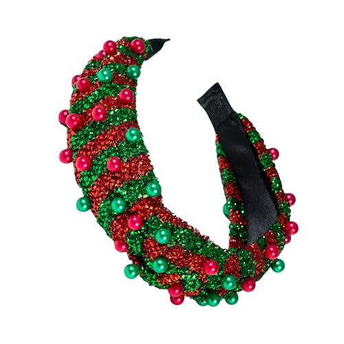 SANRLO Weihnachts Stirnband Mit Knoten Für Frauen Und Mädchen Mit Perlen Besetzt Mit Pailletten Besetzt Haarreifen Festival Themen Kopfbedeckung Für Abendpartys von SANRLO