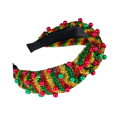 SANRLO Weihnachts Stirnband Mit Knoten Für Frauen Und Mädchen Mit Perlen Besetzt Mit Pailletten Besetzt Haarreifen Festival Themen Kopfbedeckung Für Abendpartys von SANRLO