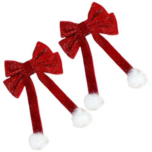 Stilvolle Haarspangen mit Pompons, süße Haarspange, Neujahrs-Schleife, Haarspange, Weihnachten für Frauen und Mädchen von SANRLO