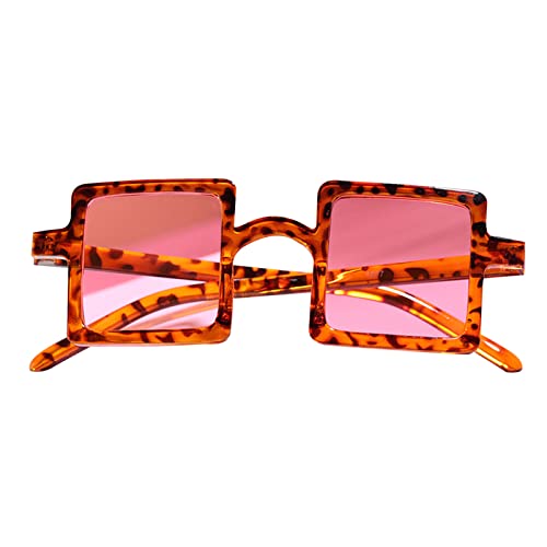 Übergroße quadratische Kinder-Sonnenbrille, trendige flache Oberseite, Kleinkind-Sonnenbrille für Mädchen und Jungen, 2–10 Jahre, UV-Schutz für Schutz, transparente, quadratische Sonnenbrille, leopard von SANRLO