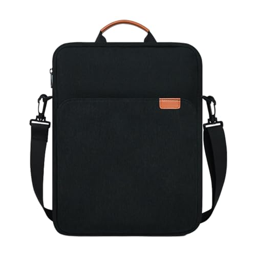 Vielseitige Tablet-Schultertasche mit mehreren Fächern, Handtasche für 11-13-Zoll-Laptops, Schwarz, 33 cm von SANRLO