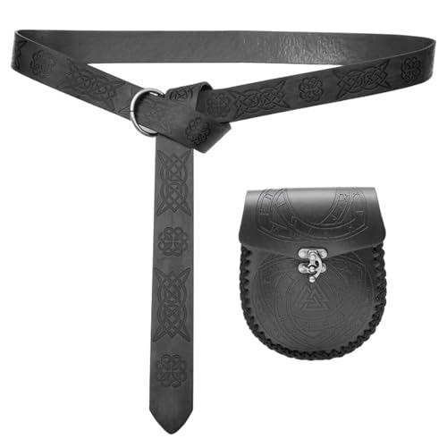 Viktorianischer Party-Taillengürtel mit Münzfach für Mittelalter-Enthusiasten, Cosplay-Kostüm-Gürtel, Maskeraden, Requisiten, PU-Gürtel, Schwarz (B) von SANRLO