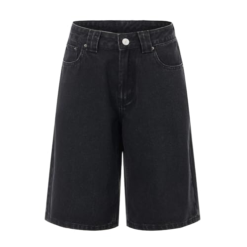 SANSIWU Damen-Bermuda-Shorts, Denim-Shorts, Y2K, einfarbig, hohe Taille, lockere Passform, knielang, Jeans-Shorts, Ausgehen, Hosen, Streetwear, C-05, S SANSIWU Damen-Bermuda-Shorts, Denim-Shorts, Y2K, einfarbig, hohe Taille, lockere Passform, knielang, Jeans-Shorts, Ausgehen, Hosen, Streetwear, C-05, S von SANSIWU