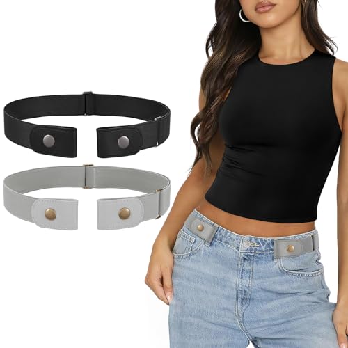 SANSTHS 2Stück Gürtel Ohne Schnalle Damen Herren Elastischer Stretch Justierbarer Unsichtbare Gürtel A Schwarz Grau L SANSTHS 2Stück Gürtel Ohne Schnalle Damen Herren Elastischer Stretch Justierbarer Unsichtbare Gürtel A Schwarz Grau L von SANSTHS