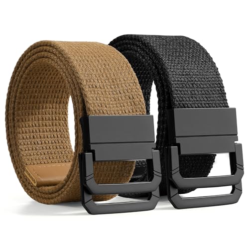 SANSTHS Beige Canvas Gürtel Herren - Stufenloser Textilgürtel mit Schnellverschluss, Extrem Belastbar für Outdoor, Wandern & Freizeit Nylon, 150cm Beiger XL von SANSTHS