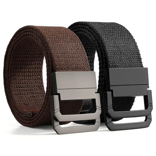 SANSTHS Braun Stoffgürtel für Männer - Gürtel mit Schnellverschluss ohne Löcher, Universell für Arbeitshose, Jeans & Outdoor 150cm, Canvas Kaffee XL SANSTHS Braun Stoffgürtel für Männer - Gürtel mit Schnellverschluss ohne Löcher, Universell für Arbeitshose, Jeans & Outdoor 150cm, Canvas Kaffee XL von SANSTHS