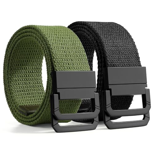 SANSTHS Militärgrüner Arbeitsgürtel Herren - Stufenlos Verstellbarer Nylongürtel mit Doppel-D-Ring, Reißfest für Werkzeug & Taktikausrüstung Grün XL von SANSTHS