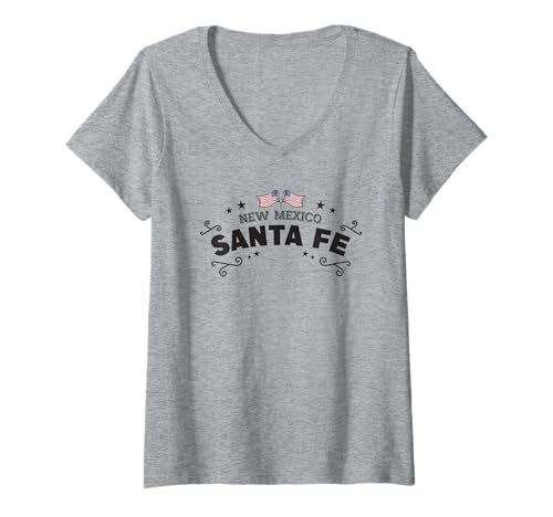 Damen Santa FE, New-Mexiko T-Shirt mit V-Ausschnitt von SANTA FE New mexico Souvenir Design