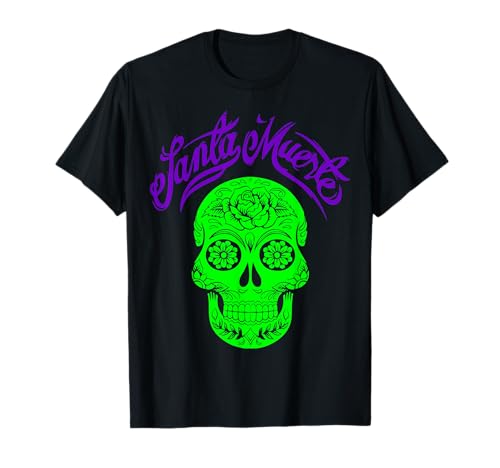 SANTA MUERTE MEXICAN SKELETT GOTHIC MAYO DAMEN HERREN MÄNNER T-Shirt von SANTA MUERTE MEXICAN SKELETT GESCHENKE HALLOWEEN