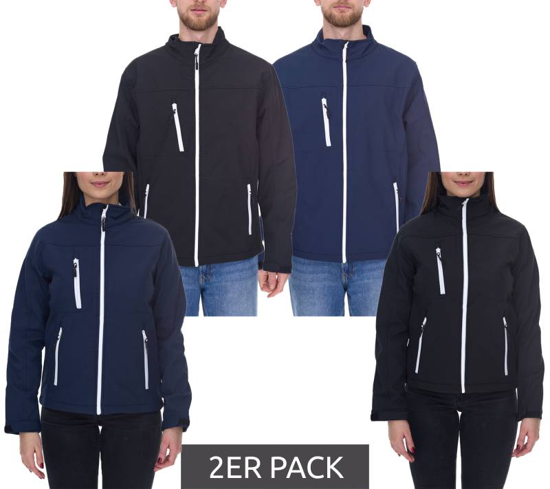 2er Pack SANTINO Softshell-Jacke wasserabweisende Outdoor-Jacke für Damen oder Herren Sparpack Alltags-Jacke in Blau oder Schwarz von SANTINO