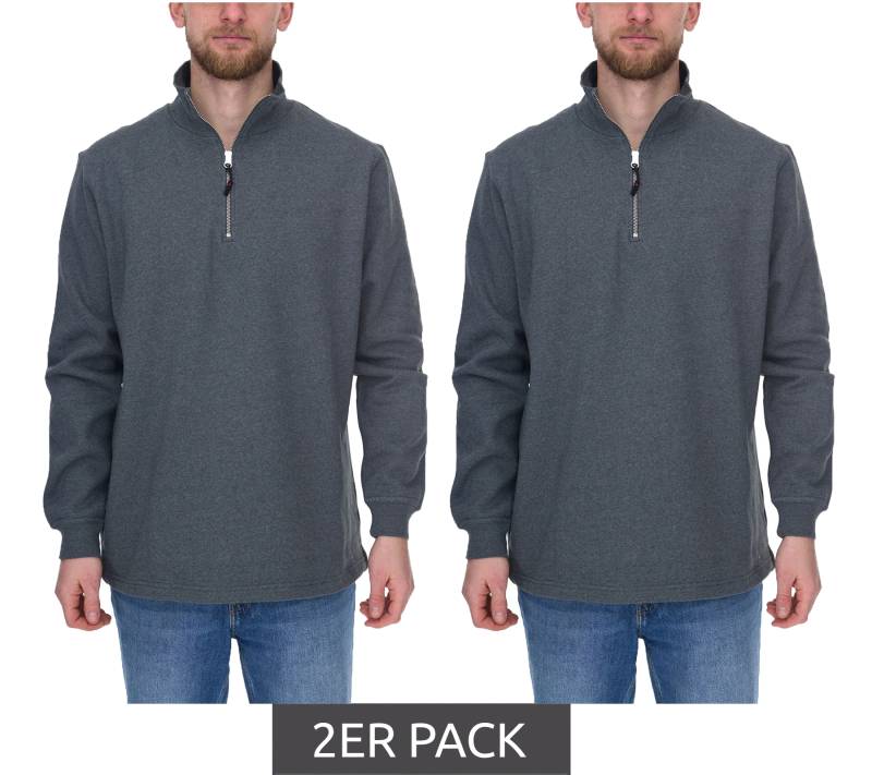 2er Sparpack SANTINO Alex Herren schlichter Troyer-Pullover Herbst-Pulli mit Baumwollanteil Freizeit-Pullover Dunkelgrau von SANTINO