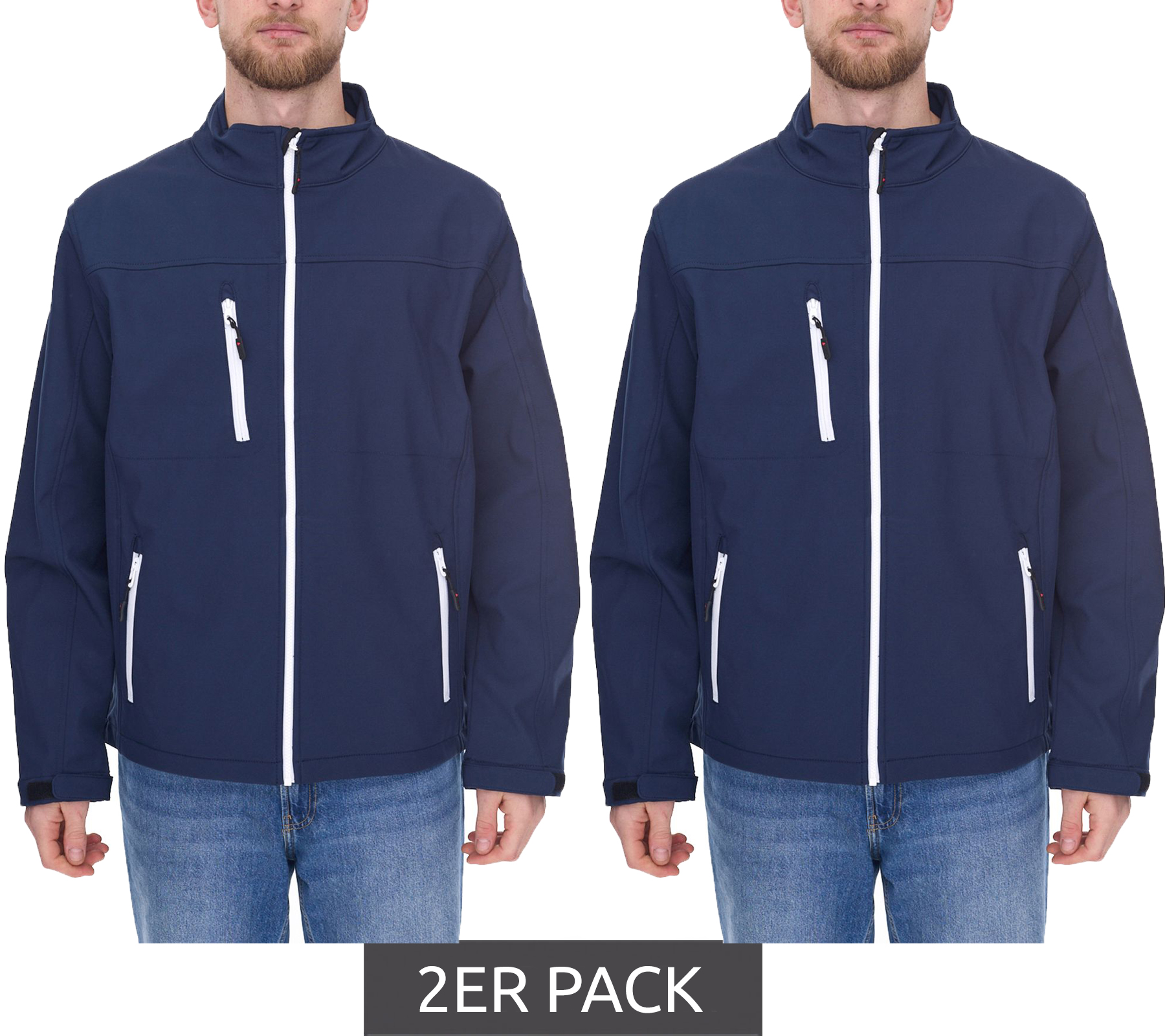 2er Sparpack SANTINO Herren wasserabweisende Softshell-Jacke Outdoor-Jacke Alltags-Jacke 1009676 Blau von SANTINO