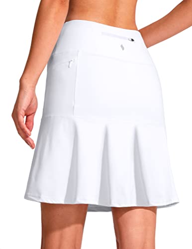 SANTINY 48,3 cm Golf-Skorts, Röcke für Damen, Reißverschlusstaschen, knielang, Skort, Damen, hohe Taille, athletischer Tennisrock, A weiß, Groß von SANTINY