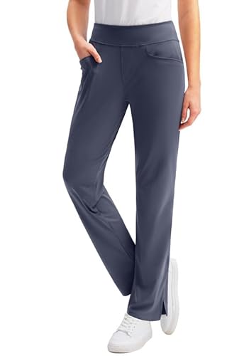 SANTINY Damen-Golfhose mit 3 Taschen, Stretch, hohe Taille, zum Überziehen, für Frauen, Reisen, Arbeit, Freizeit, dusty blue, S von SANTINY