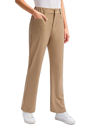 SANTINY Damen-Golfhose mit 5 Taschen, hohe Taille, schnell trocknend, Stretch-Hose für Frauen, Reisen, Arbeit, Freizeit, Dunkles Khaki, X-Groß von SANTINY