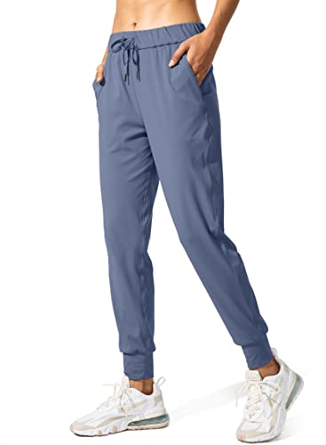 SANTINY Damen-Jogginghose, Taschen, Kordelzug, Lauf-Jogginghose für Damen, Lounge, Workout, Joggen, Schiefer, Blau, M von SANTINY