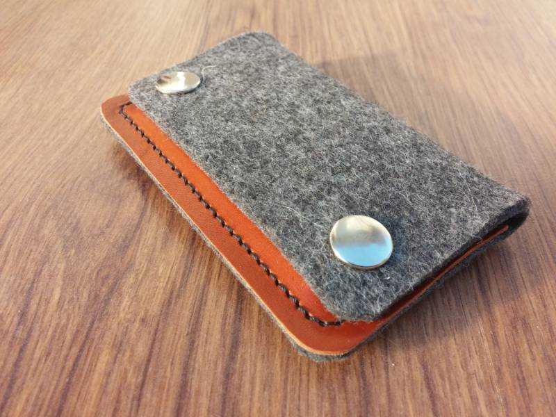 Karte Halter Portemonnaie Filz Geldbörse Geldbeutel Kreditkartentasche - Grau Und Leder Braun Karte Halter Portemonnaie Filz Geldbörse Geldbeutel Kreditkartentasche - Grau Und Leder Braun von SANTIbagsandcases