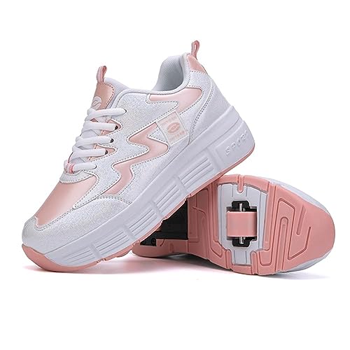 Schuhe Mit Rollen für Junge Mädchen Kind Sportschuhe mit Rollen Kinder Skateboard Schuhe Kinderschuhe Mit Rollen Skate Schuhe Trainer Sneakers Rollen Schuhe, Rosa-EU36 von SANTUO