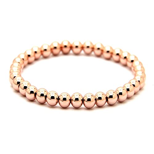 SANWOOD Perlen-Armbänder, 4 mm, allergiefrei, Kupfer, stapelbar, Kugelkette, Armbänder für Männer und Frauen, Erwachsene, Roségold von SANWOOD