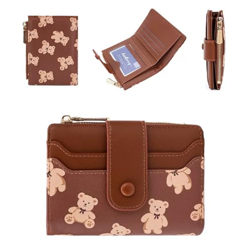 SANYUANHE Brown Wallets,Damen-Geldbörse,Geldbörse Zweifach gefaltetes Portemonnaie mit Reißverschluss, 10 Kartenfächer, Brown Münzfach aus Leder mit Bärenprint Mit RFID-Abschirmung SANYUANHE Brown Wallets,Damen-Geldbörse,Geldbörse Zweifach gefaltetes Portemonnaie mit Reißverschluss, 10 Kartenfächer, Brown Münzfach aus Leder mit Bärenprint Mit RFID-Abschirmung von SANYUANHE