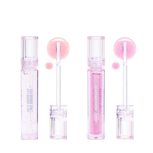 Feuchtigkeitsspendendes Lippenöl, kristallklarer Lipgloss, durchsichtige Farbe und Hochglanz-Finish, Perlglanz-Lippenpflege für Damen und Mädchen (2 Farben) von SANZHUAN