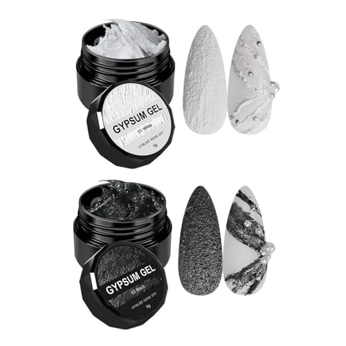 Sculpture Painting NailGel Solid Gel Polish, Gypsum Nail Polish, Classic Black and White Nail Art Polish Set, 3D Sculpting Gel Carved Design For DIY Drawing Nails Art (2pcs) von SANZHUAN
