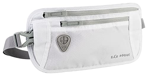 SAO ROQUE ® Bauchtasche Damen Herren (S) Reisepasshülle Gürteltasche Reise Gadgets mit RFID Blocker, Hüfttasche stylisch, Geldgürtel flach (Weiß) von SAO ROQUE