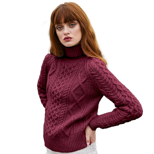 SAOL Damen Rollkragen Wollpullover Irischer Zopfmusterpullover, hergestellt in Irland SAOL Damen Rollkragen Wollpullover Irischer Zopfmusterpullover, hergestellt in Irland von SAOL