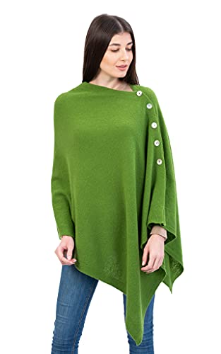 SAOL Damen Schal Wrap Poncho Strick Lammwolle Schal Leicht Cape Cardigan One Size, Grün, Einheitsgröße von SAOL