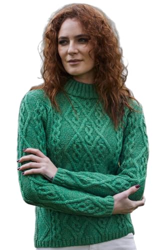 SAOL Damen-Strickpullover mit Zopfmuster in Beere(Grün, Groß) von SAOL