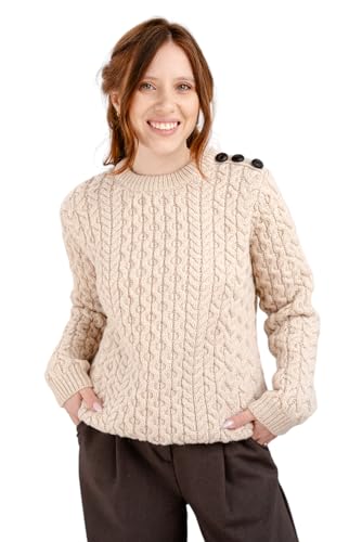 SAOL Damenpullover mit seitlichen Knöpfen (Pastinake, Klein) von SAOL