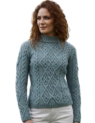 SAOL Pullover aus Merinowolle für Damen, Irland Pullover mit Zopfmuster von SAOL