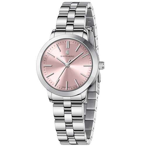 SAPPHERO Damenuhr Analog Quartz Armbanduhr Damen mit Edelstahlarmband 31mm Gehäusegröße 5ATM Wasserdicht Uhr Geschenk für Damen- Erhältlich aus Gold oder Silber SAPPHERO Damenuhr Analog Quartz Armbanduhr Damen mit Edelstahlarmband 31mm Gehäusegröße 5ATM Wasserdicht Uhr Geschenk für Damen- Erhältlich aus Gold oder Silber von SAPPHERO