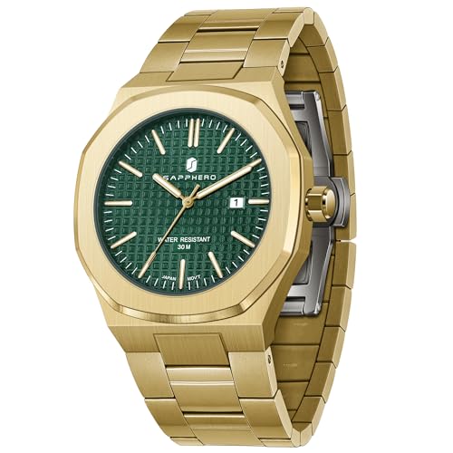 SAPPHERO Uhren Herren 30M wasserdicht Edelstahl achteckig Herren japanischen Quarzwerk Business Casual mit Datum und leuchtenden SAPPHERO Uhren Herren 30M wasserdicht Edelstahl achteckig Herren japanischen Quarzwerk Business Casual mit Datum und leuchtenden von SAPPHERO