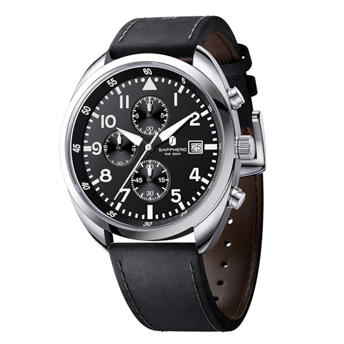 SAPPHERO Uhren Herren, 50 Meter wasserdicht mit Datumsanzeige – modische Freizeit-Armbanduhr mit Chronograph-Funktion von SAPPHERO