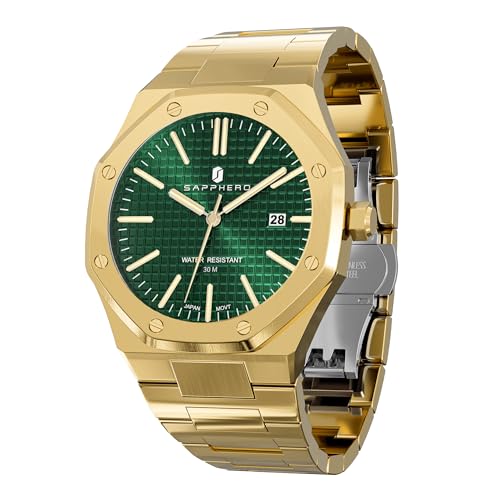 SAPPHERO Uhren Herren 30M wasserdichte Armbanduhr Herren Edelstahl Achteckig Herrenuhr Silber Quarz Japanische Uhrwerke Business Casual Leuchtende Uhr mit Date SAPPHERO Uhren Herren 30M wasserdichte Armbanduhr Herren Edelstahl Achteckig Herrenuhr Silber Quarz Japanische Uhrwerke Business Casual Leuchtende Uhr mit Date von SAPPHERO