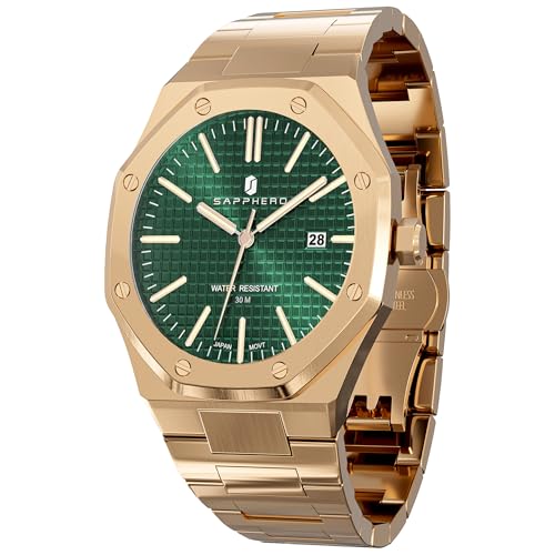 SAPPHERO Uhren Herren 30M wasserdichte Armbanduhr Herren Edelstahl/Lederarmband Armband Chronograph Anti-Kratzer-Uhr Herrenuhr Silber Analoge Quarzuhr Business Casual Watch mit Date SAPPHERO Uhren Herren 30M wasserdichte Armbanduhr Herren Edelstahl/Lederarmband Armband Chronograph Anti-Kratzer-Uhr Herrenuhr Silber Analoge Quarzuhr Business Casual Watch mit Date von SAPPHERO