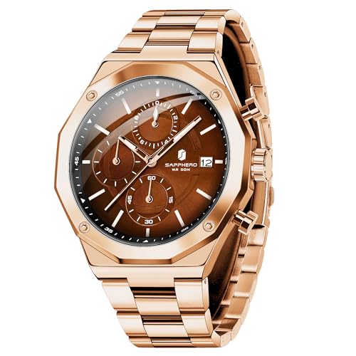 SAPPHERO Uhren Herren Analog Quarz Armbanduhr Herren 50M Wasserdichtigkeit Silber Edelstahl Mit Datum Elegantes Geschenk für Männer von SAPPHERO