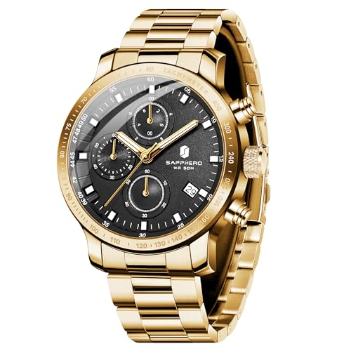 SAPPHERO Uhren Herren Chronograph Herrenuhren Analog Quarz, 50M Wasserdicht, Leuchtende Zeiger, Datum, Lässig Business Armbanduhr, Klassisches Design, Elegantes Geschenk SAPPHERO Uhren Herren Chronograph Herrenuhren Analog Quarz, 50M Wasserdicht, Leuchtende Zeiger, Datum, Lässig Business Armbanduhr, Klassisches Design, Elegantes Geschenk von SAPPHERO