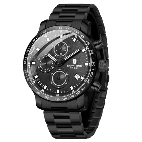 SAPPHERO Uhren Herren Chronograph Herrenuhren Analog Quarz, 50M Wasserdicht, Leuchtende Zeiger, Datum, Lässig Business Armbanduhr, Klassisches Design, Elegantes Geschenk SAPPHERO Uhren Herren Chronograph Herrenuhren Analog Quarz, 50M Wasserdicht, Leuchtende Zeiger, Datum, Lässig Business Armbanduhr, Klassisches Design, Elegantes Geschenk von SAPPHERO
