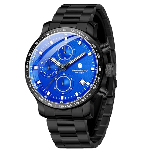 SAPPHERO Uhren Herren Chronograph Herrenuhren Analog Quarz, 50M Wasserdicht, Leuchtende Zeiger, Datum, Lässig Business Armbanduhr, Klassisches Design, Elegantes Geschenk SAPPHERO Uhren Herren Chronograph Herrenuhren Analog Quarz, 50M Wasserdicht, Leuchtende Zeiger, Datum, Lässig Business Armbanduhr, Klassisches Design, Elegantes Geschenk von SAPPHERO