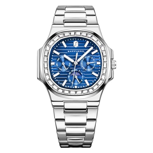 SAPPHERO Uhren Herren Quadratische Analog Armbanduhr 31M Wasserdicht Leuchtende Herren Quarz Chronograph Edelstahl Klassische Elegantes Geschenk Designer von SAPPHERO