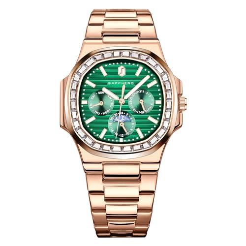SAPPHERO Uhren Herren Quadratische Analog Armbanduhr 31M Wasserdicht Leuchtende Herren Quarz Chronograph Edelstahl Klassische Elegantes Geschenk Designer von SAPPHERO