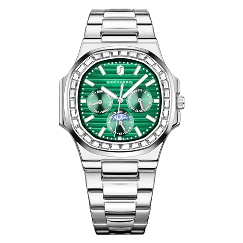 SAPPHERO Uhren Herren Quadratische Analog Armbanduhr 31M Wasserdicht Leuchtende Herren Quarz Chronograph Edelstahl Klassische Elegantes Geschenk Designer von SAPPHERO