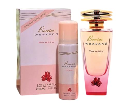 Berries Weekend Pink Edition, Berries Weekend Women Edp Eau de Parfum für Damen, 100 ml, Iris, Pfirsich- und Blumenduft, Beeren-Wochenend-Parfüm für Damen Sapphire's choice von SAPPHIRE'S CHOICE