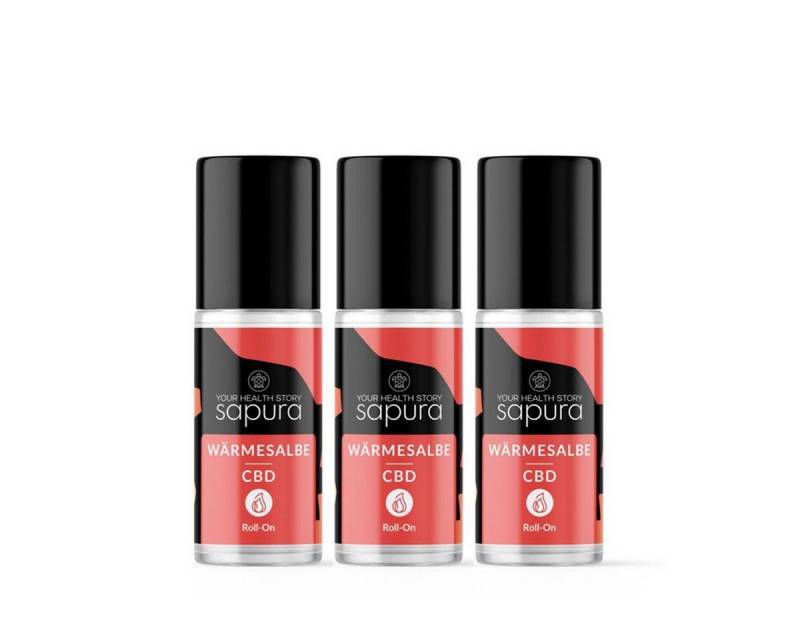 SAPURA Health Hautcreme CBD Schmerzsalbe Wärmegel Roll-On mit Arnika + Teufelskralle, 3-tlg. von SAPURA Health